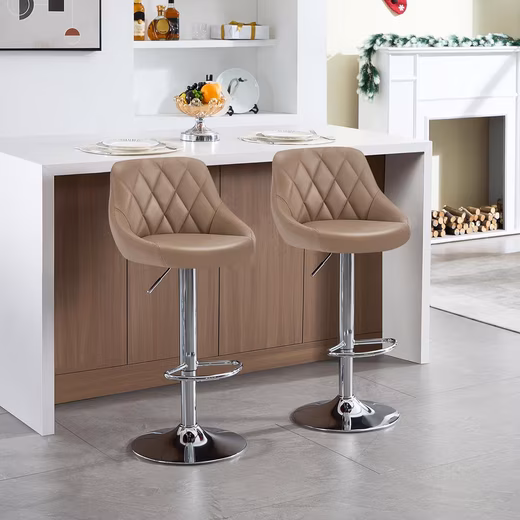 Barhocker Brooklyn Braun (1 St), gepolsterte Sitzfläche Höhenverstellbar 360° Drehbar