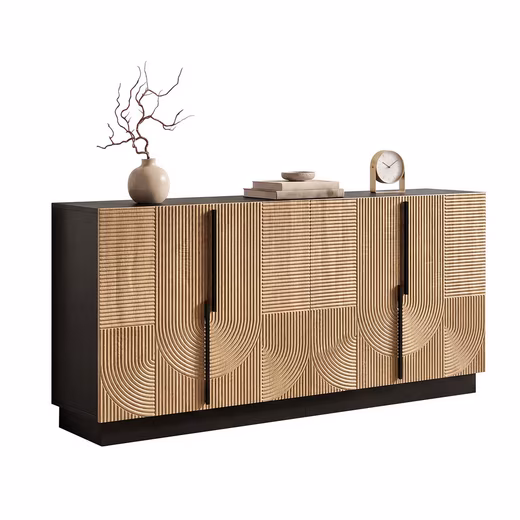 Sideboard mit Relieffront, Wohnzimmerschrank Flurschrank