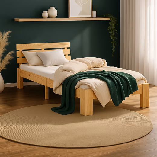 Einzelbett Holz (90x200cm) mit Lattenrost